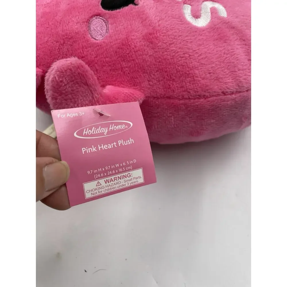 Holiday Home 9.5 Inch Pink Heart Plush NWT